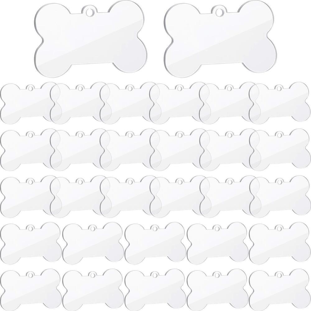 7085 30 Pieces Sublimation Blank Dog Tags Clear Acrylic Keychain Blanks Dog